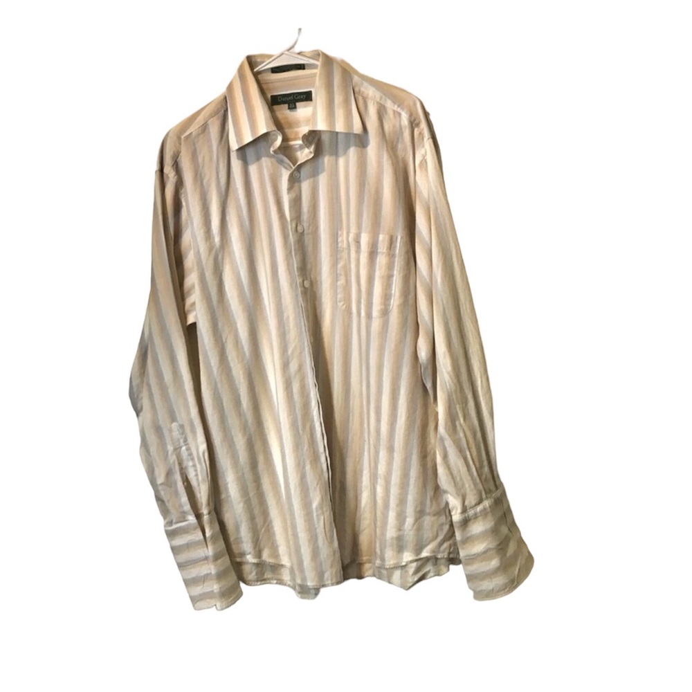 Daniel Gray Striped Light Colored Men’s Button Up Dress Shirt